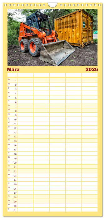 Baumaschinen - Maschinen auf der Baustelle (CALVENDO Familienplaner 2026)