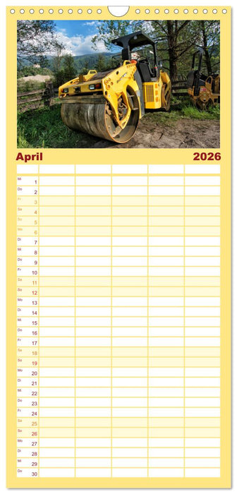 Baumaschinen - Maschinen auf der Baustelle (CALVENDO Familienplaner 2026)
