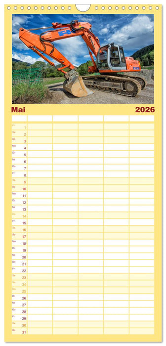 Baumaschinen - Maschinen auf der Baustelle (CALVENDO Familienplaner 2026)