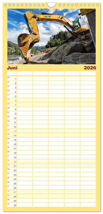 Baumaschinen - Maschinen auf der Baustelle (CALVENDO Familienplaner 2026)