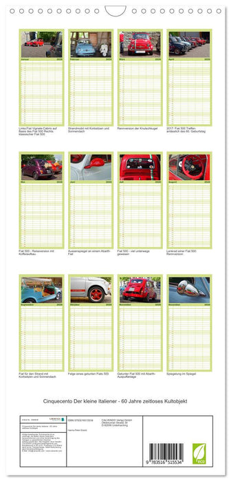 Cinquecento Der kleine Italiener - 60 Jahre zeitloses Kultobjekt (CALVENDO Familienplaner 2026)