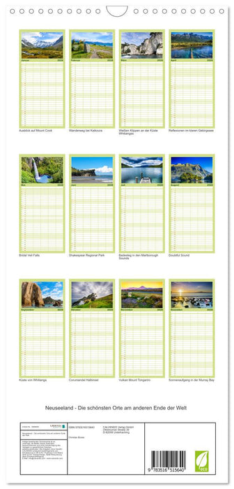 Neuseeland - Die schönsten Orte am anderen Ende der Welt (CALVENDO Familienplaner 2026)