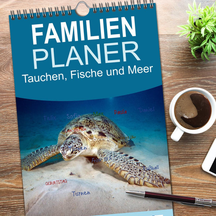 Tauchen, Fische und Meer (CALVENDO Familienplaner 2026)