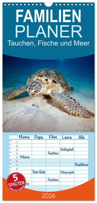 Tauchen, Fische und Meer (CALVENDO Familienplaner 2026)