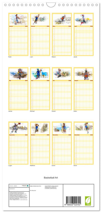 Basketball Art (CALVENDO Familienplaner 2026)