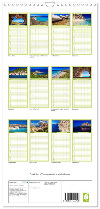 Sardinien - Traumstrände am Mittelmeer (CALVENDO Familienplaner 2026)