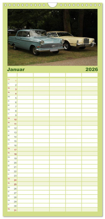 Oldtimer vergangenger Jahrzehnte (CALVENDO Familienplaner 2026)