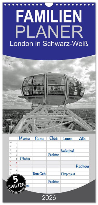 London in Schwarz-Weiß (CALVENDO Familienplaner 2026)