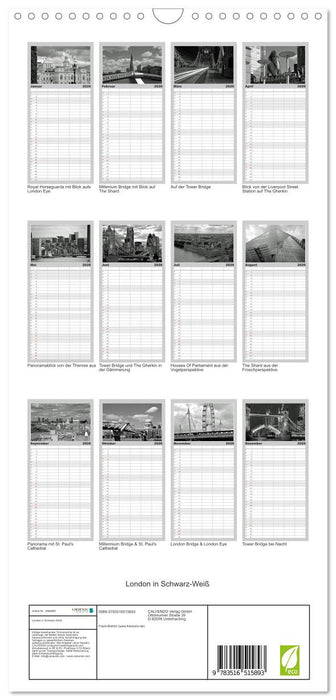 London in Schwarz-Weiß (CALVENDO Familienplaner 2026)