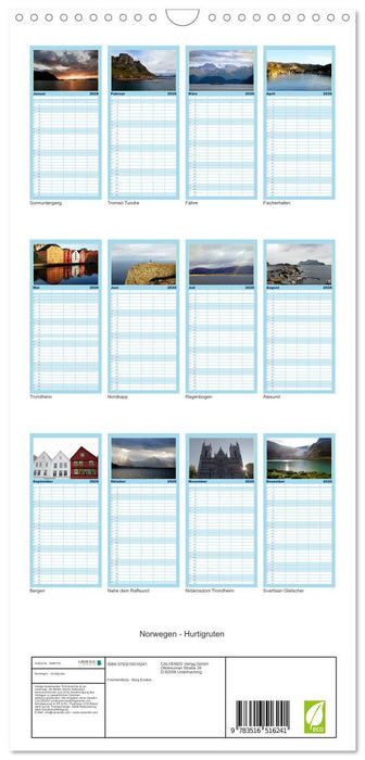 Norwegen - Hurtigruten (CALVENDO Familienplaner 2026)