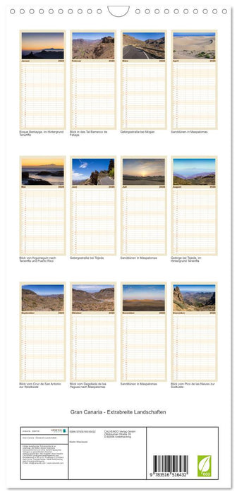 Gran Canaria - Extrabreite Landschaften (CALVENDO Familienplaner 2026)