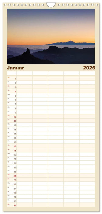 Gran Canaria - Extrabreite Landschaften (CALVENDO Familienplaner 2026)