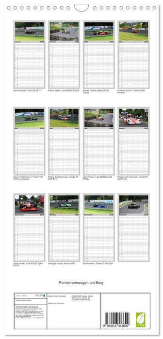 Formelrennwagen am Berg (CALVENDO Familienplaner 2026)