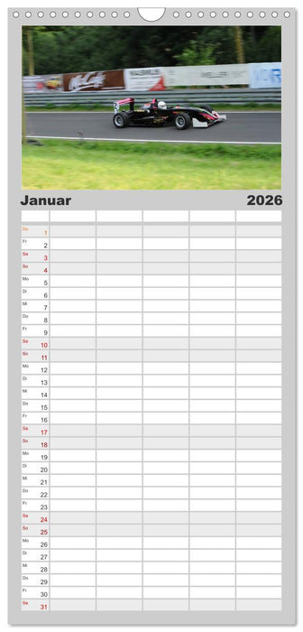 Formelrennwagen am Berg (CALVENDO Familienplaner 2026)