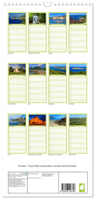 Kroatien - Traumhafte Landschaften und faszinierende Städte (CALVENDO Familienplaner 2026)