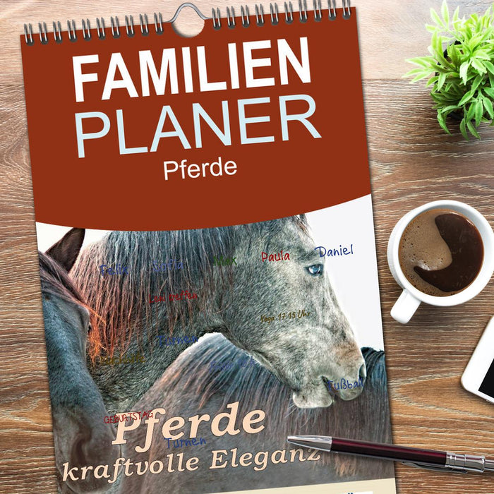 Pferde - kraftvolle Eleganz (CALVENDO Familienplaner 2026)