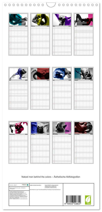 Naked men behind the colors – Ästhetische Aktfotografien (CALVENDO Familienplaner 2026)