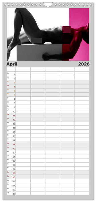 Naked men behind the colors – Ästhetische Aktfotografien (CALVENDO Familienplaner 2026)