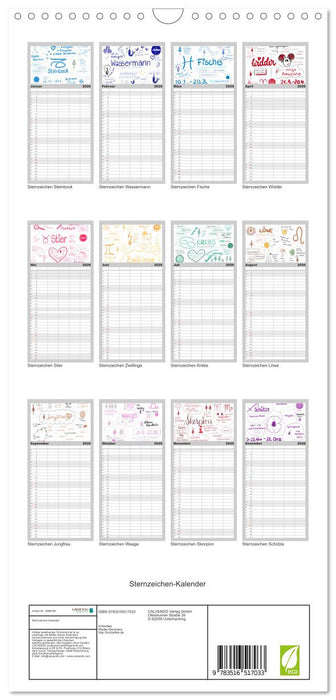 Sternzeichen-Kalender (CALVENDO Familienplaner 2026)