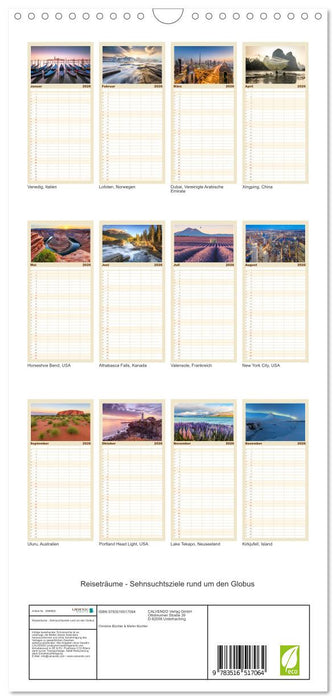 Reiseträume - Sehnsuchtsziele rund um den Globus (CALVENDO Familienplaner 2026)