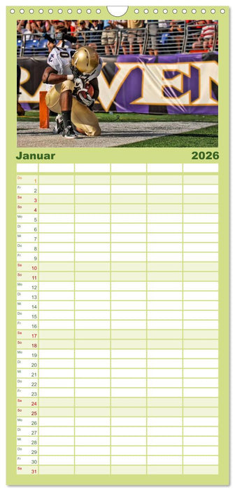 American Football - athletisch und riskant (CALVENDO Familienplaner 2026)