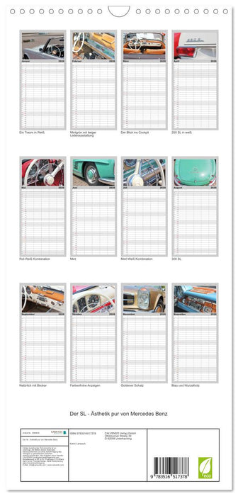 Der SL - Ästhetik pur von Mercedes Benz (CALVENDO Familienplaner 2026)
