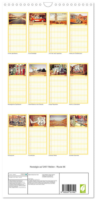 Nostalgie auf 2451 Meilen - Route 66 (CALVENDO Familienplaner 2026)