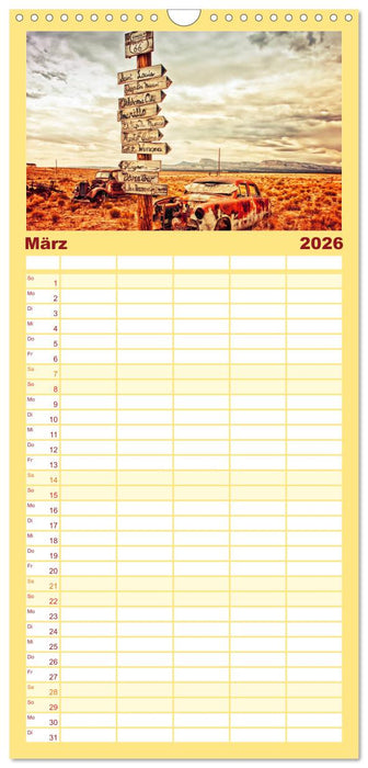 Nostalgie auf 2451 Meilen - Route 66 (CALVENDO Familienplaner 2026)