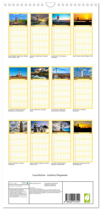 Leuchttürme - maritime Wegweiser (CALVENDO Familienplaner 2026)