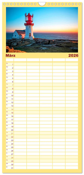 Leuchttürme - maritime Wegweiser (CALVENDO Familienplaner 2026)