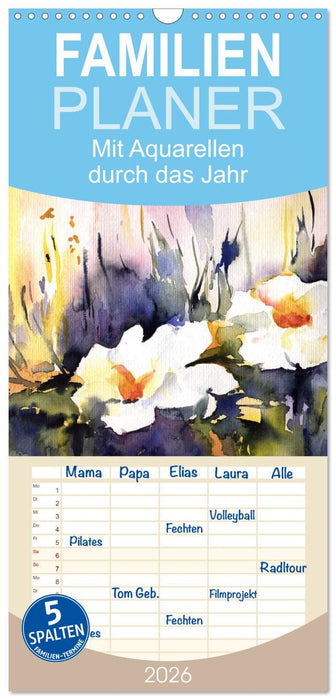 Mit Aquarellen durch das Jahr (CALVENDO Familienplaner 2026)