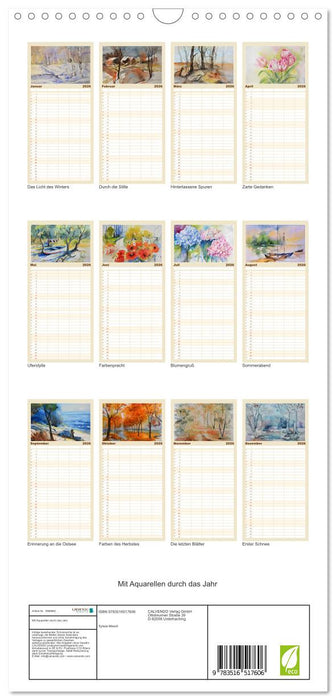 Mit Aquarellen durch das Jahr (CALVENDO Familienplaner 2026)