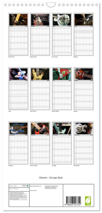 Gitarren - Grunge Style (CALVENDO Familienplaner 2026)
