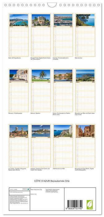 CÔTE D’AZUR Bezaubernde Orte (CALVENDO Familienplaner 2026)