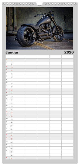 Exklusive Best of Fat Ass Custombike Edition, feinste Harleys mit fettem Hintern (CALVENDO Familienplaner 2026)