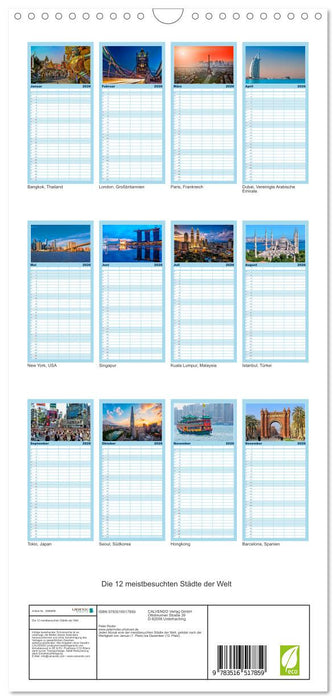 Die 12 meistbesuchten Städte der Welt (CALVENDO Familienplaner 2026)