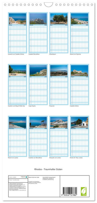 Rhodos - Traumhafter Süden (CALVENDO Familienplaner 2026)