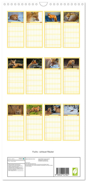 Fuchs - schlauer Räuber (CALVENDO Familienplaner 2026)