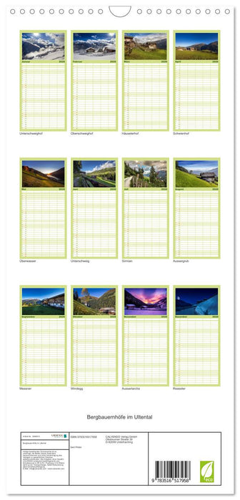 Bergbauernhöfe im Ultental (CALVENDO Familienplaner 2026)