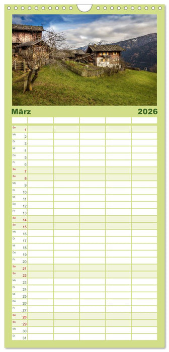 Bergbauernhöfe im Ultental (CALVENDO Familienplaner 2026)