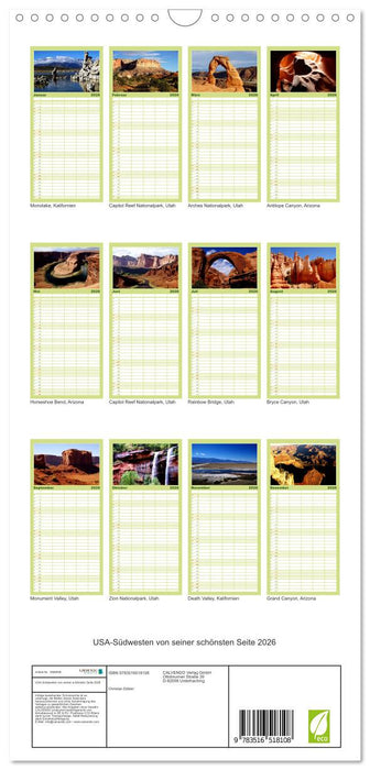 USA-Südwesten von seiner schönsten Seite 2026 (CALVENDO Familienplaner 2026)
