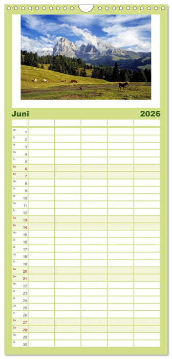 SÜDTIROL - Land der Berge (CALVENDO Familienplaner 2026)