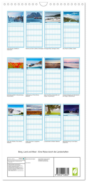 Berg, Land und Meer - Eine Reise durch die Landschaften (CALVENDO Familienplaner 2026)