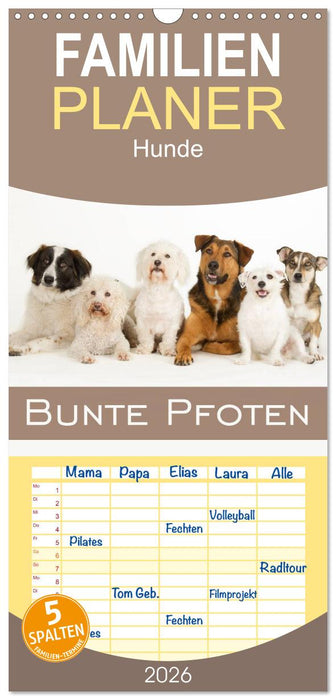 Bunte Pfoten (CALVENDO Familienplaner 2026)