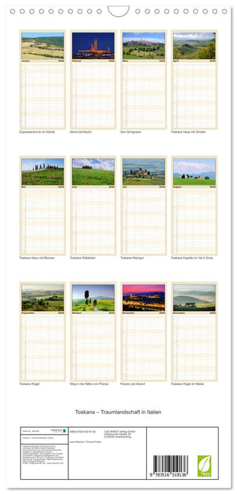 Toskana – Traumlandschaft in Italien (CALVENDO Familienplaner 2026)