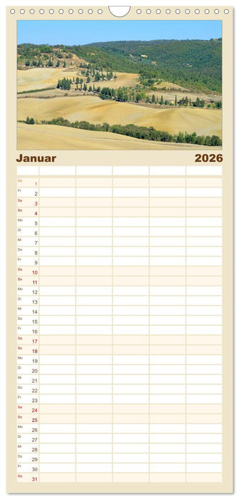 Toskana – Traumlandschaft in Italien (CALVENDO Familienplaner 2026)