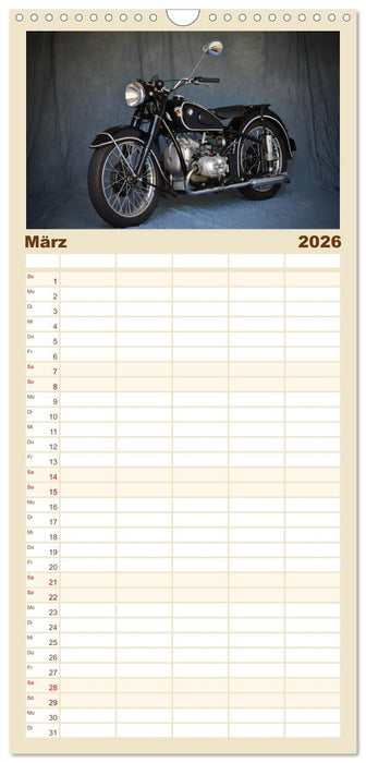 Deutsche Motorrad - Legenden - Rollende Kunstwerke aus alten Zeiten (CALVENDO Familienplaner 2026)