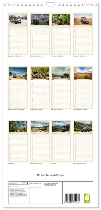 Mit dem 4x4 durch Europa (CALVENDO Familienplaner 2026)