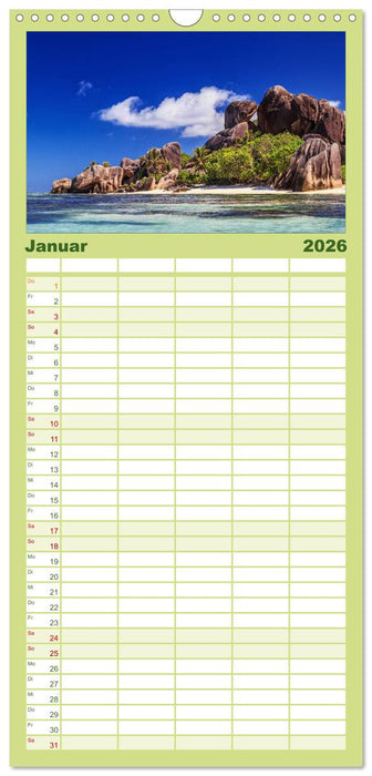 Seychellen Traumstrände im Paradies (CALVENDO Familienplaner 2026)