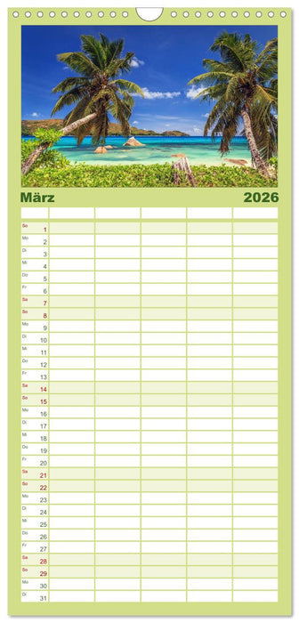 Seychellen Traumstrände im Paradies (CALVENDO Familienplaner 2026)